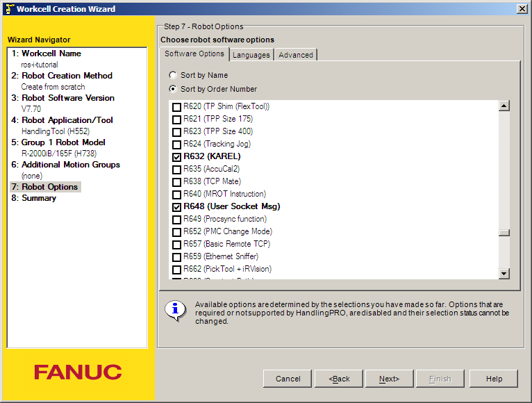 New workcell wizard: KAREL and USM options