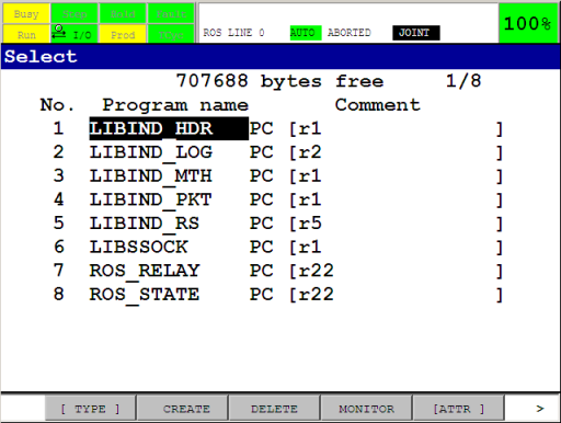 ROS-Industrial Karel programs on the controller after installation