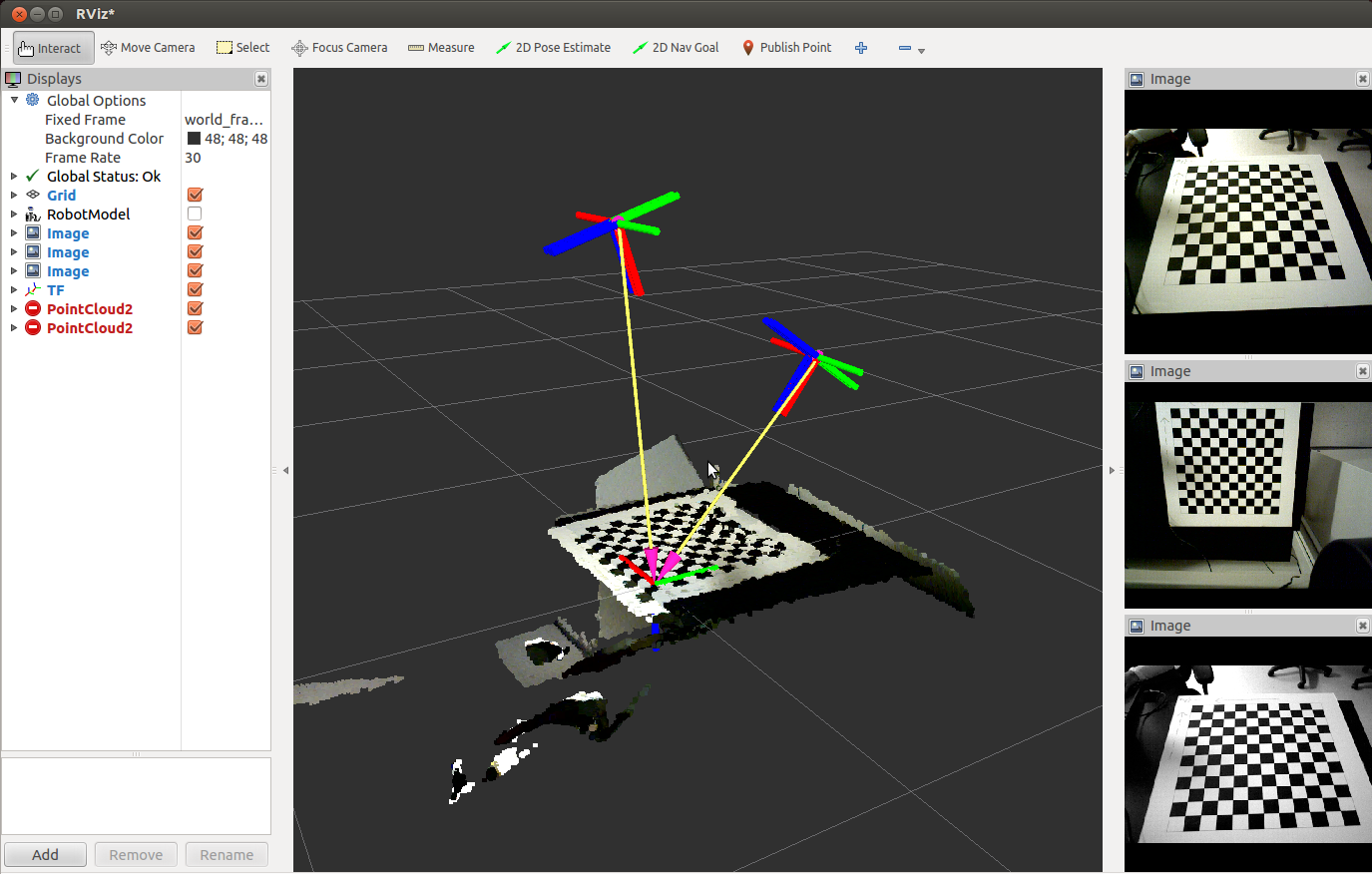 2 Camera, 1 Target Setup, after calibration routine