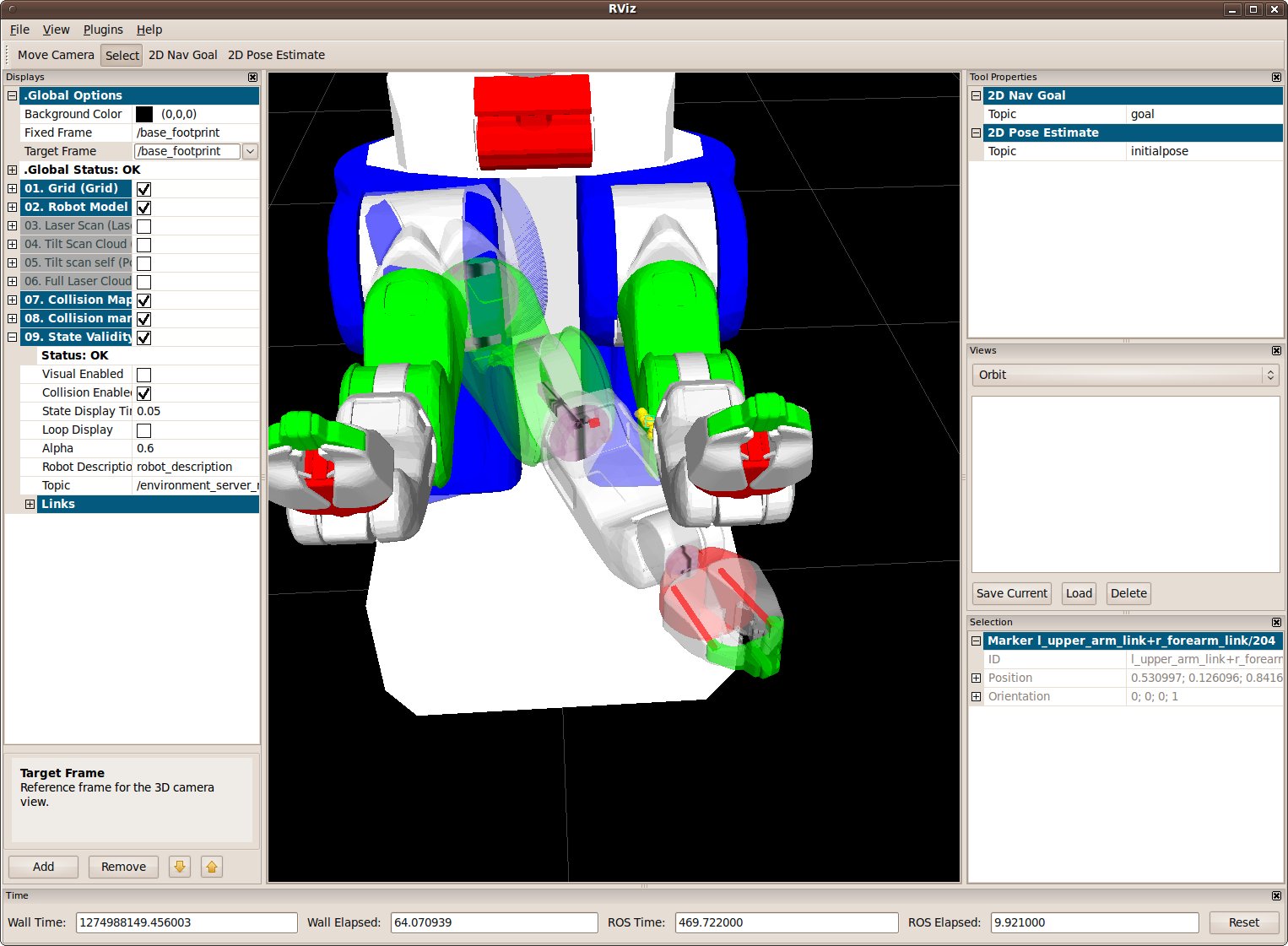 rviz showing collisions with pole