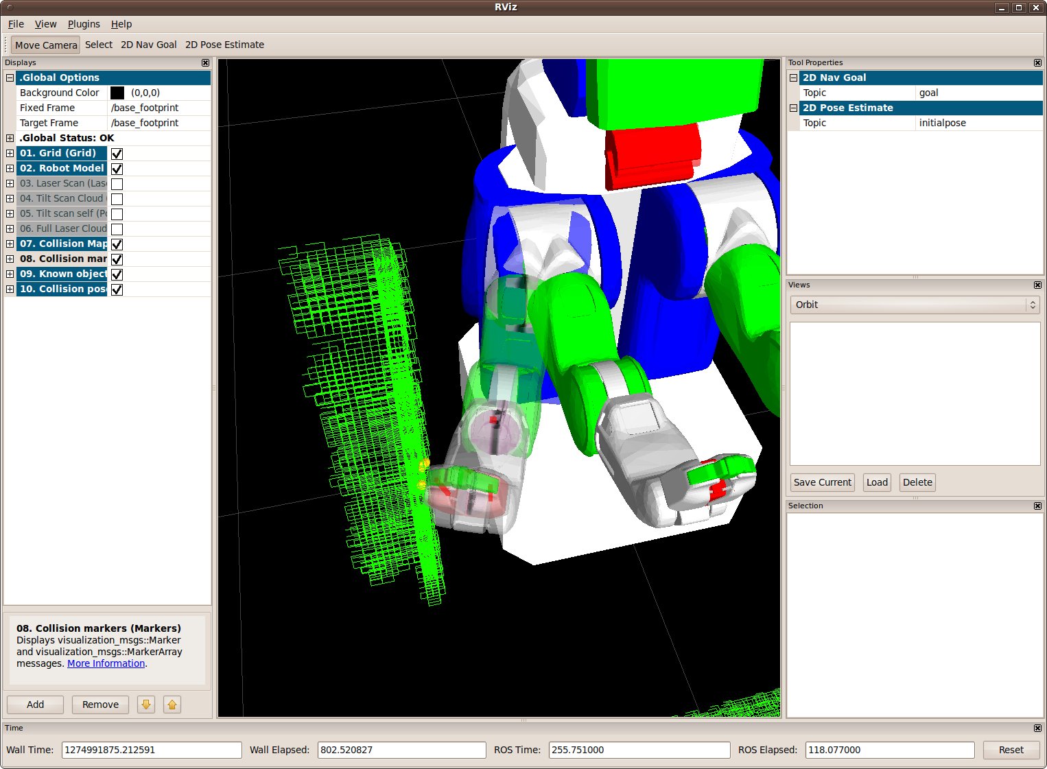 rviz showing first collision pose