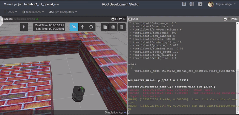 TurtleBot2 moving around the maze