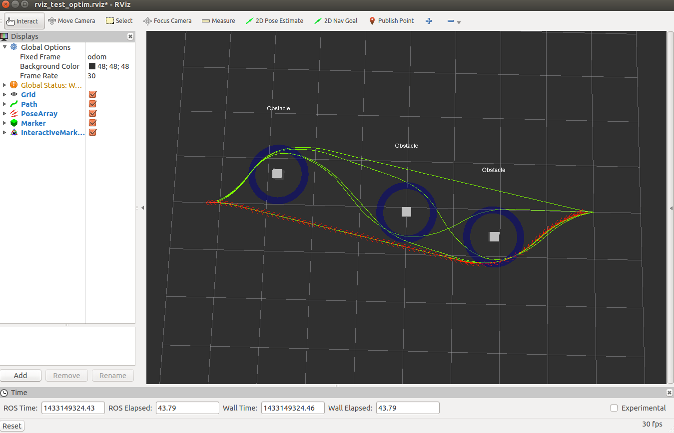 Visualization: Optimization of multi trajectories in a different obstacle configuration