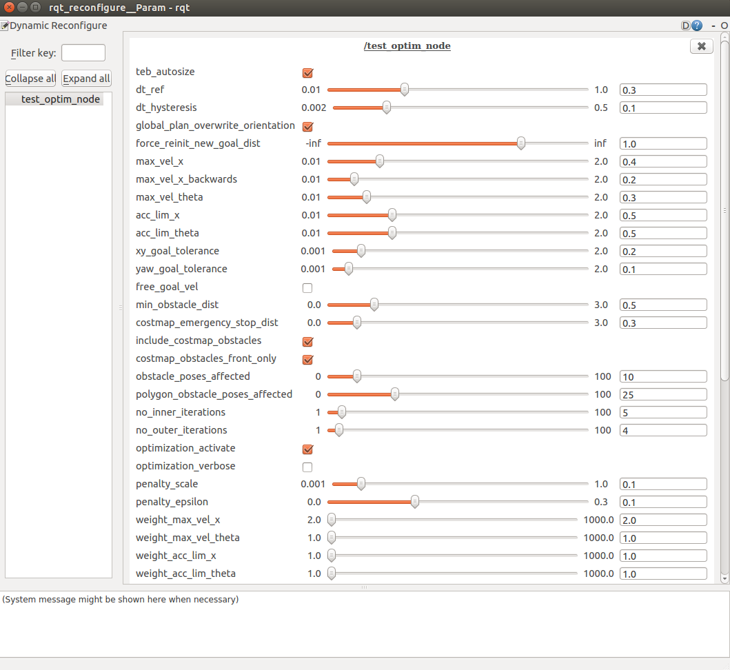 rqt_reconfigure: Change parameters of the optimization at runtime