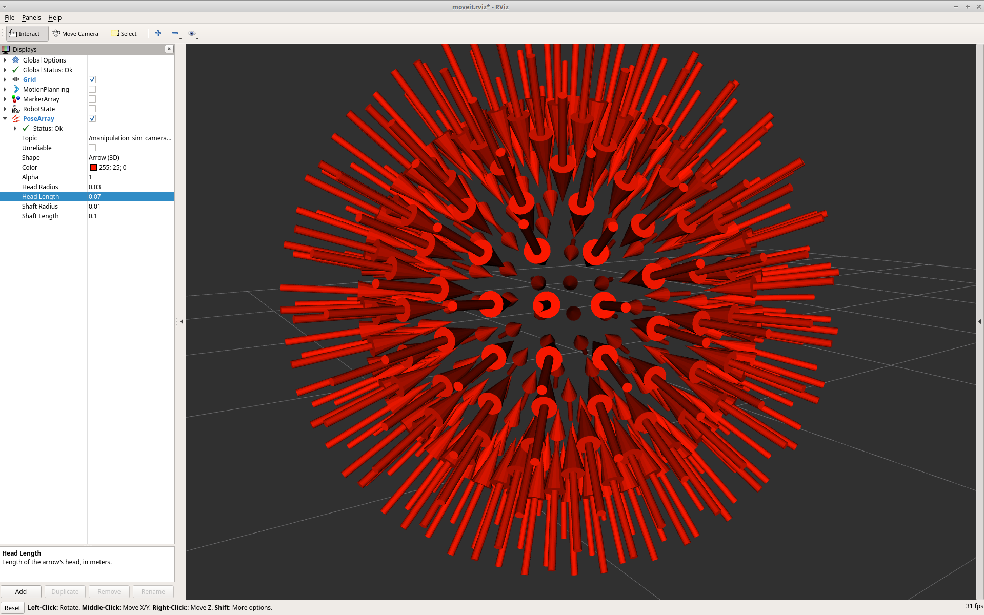 PoseArray with 3D arrows